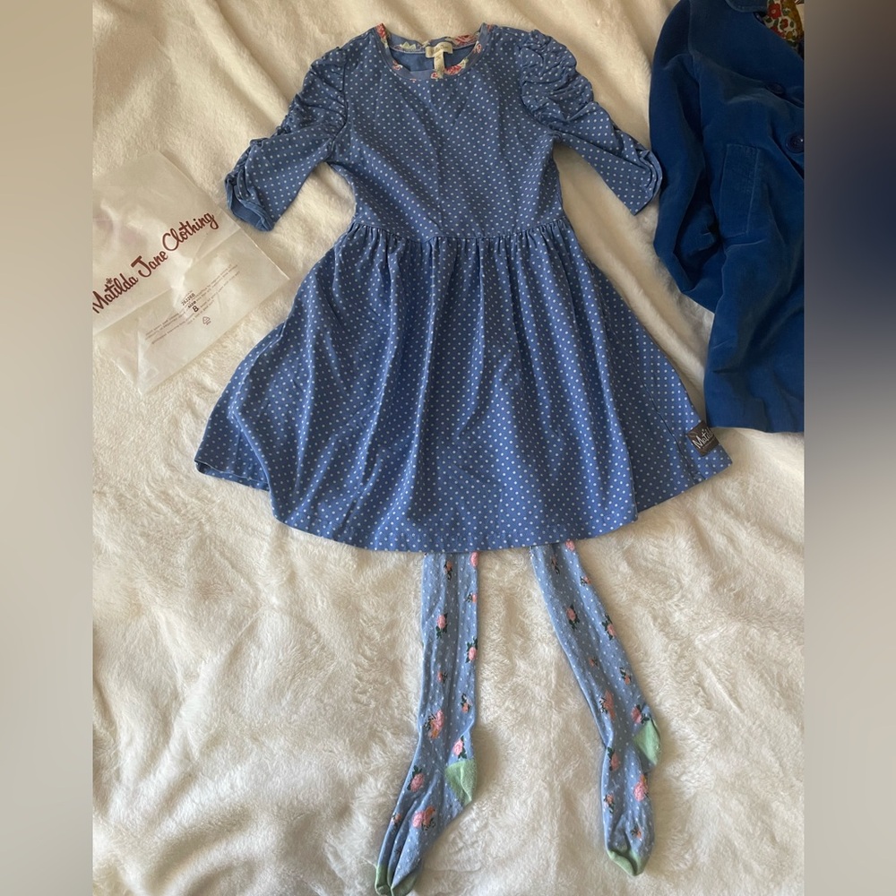 Matilda Jane dress size 8 and matching tights size 8-10 EUC